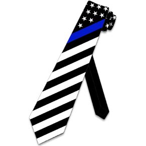 Police Ties Mens US Flag Necktie Back to Blue Tie