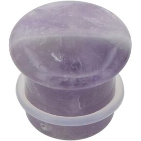 blue palm jewelry Pair of Amethyst Single Flare Stone Ear Plugs Silicone O-Ring Expander Gauges 8ga - 1 inch E615