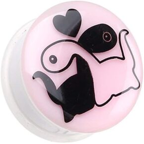 Glow in the Dark Dino Love Single Flared Ear Gauge Plug