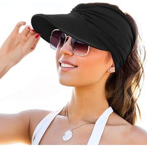 Durio Sun Hats for Women UV Protection Wide Brim Sun Hat Womens Sun Shade Hats for Women Ponytail Womens Sun Visor Hat