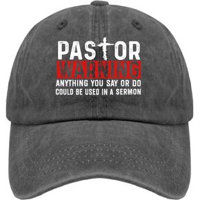 Pastor Warning Anything You Say Sun Hat Funny Trucker Hat Pigment Black Mens Hats and Caps Gifts for Her Sun Hats