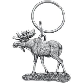 Pewter Moose Keychain, Handcrafted Pewter Moose Key Chain, 2", Made In USA