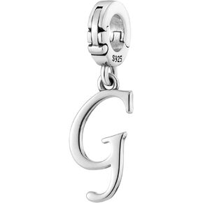 A-Z Alphabet Letters Versatile Clip On Open Clasp Pendant 925 Sterling Silver Charm For Pandora & Other Link Charm Bracelets/Necklaces