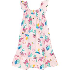 Disney Minnie Mouse Little Mermaid Princess Ariel Floral Girls Midi Dress Toddler to Big Kid