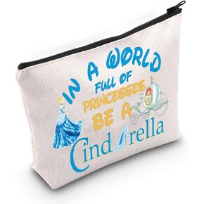 WZMPA Princess Cosmetic Makeup Bag Fairy Tale Fan Gift In A World Full Of Princesses Be Zipper Pouch Bag For Women Girls (Be Cinde) in Kuwait