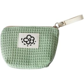Summer Flower Coin Purse Women's Mini Key Coin Purse Change Purse Women's Waffle Coin Purse (white)
