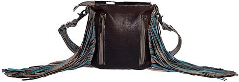 Myra Bag Cobal Blue Conceal Carry Cow print tooled leather fringe bag S-3345 in Kuwait