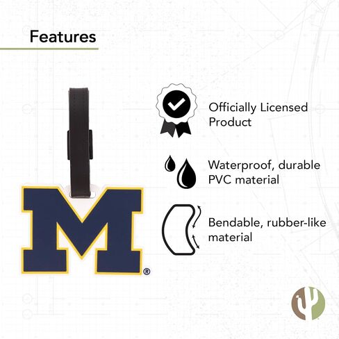 علامة الأمتعة جامعة ميشيغان Wolverines UM U of M العلامات حقيبة (علامة الأمتعة البلاستيكية - تصميم B) in Saudi Arabia