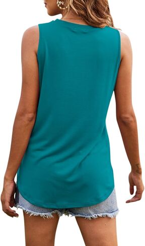 Hount Women's High Neck Tank Tops Summer Sleeveless T Shirts Loose Fit with Pockets in Saudi Arabia