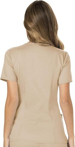 مجموعة ملابس العمل للنساء من Cherokee ثورة WW610 Mock Wrap Top & WW110 منتصف الارتفاع مستقيم الساق سحب على بانت، كاكي - 2XL توب / 2XL بانت in Saudi Arabia