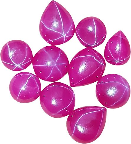 GEMHUB 6 Rays Star Ruby Set of 10 Pcs in 20 Carat Loose Gemstone Lot in Saudi Arabia