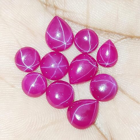 GEMHUB 6 Rays Star Ruby Set of 10 Pcs in 20 Carat Loose Gemstone Lot in Saudi Arabia
