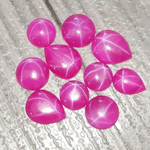 GEMHUB 6 Rays Star Ruby Set of 10 Pcs in 20 Carat Loose Gemstone Lot in Saudi Arabia