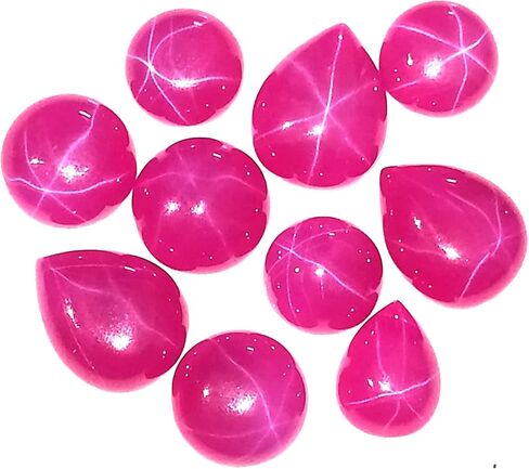 GEMHUB 6 Rays Star Ruby Set of 10 Pcs in 20 Carat Loose Gemstone Lot in Saudi Arabia