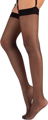 CALZITALY Thigh high stockings, Suspender pantyhose, 15 den, black, skin, Italian hosiery in Kuwait