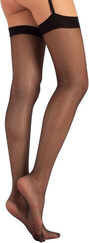 CALZITALY Thigh high stockings, Suspender pantyhose, 15 den, black, skin, Italian hosiery in Kuwait