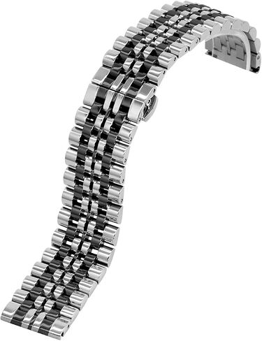 Kai Tian 6 Colors for Flexible Watch Strap Polished 7 Rows 20mm 22mm Stainless Steel Watch Band Quick Release Metal Watch Bracelet Deployment Clasp(Black,Silver,Blue,Gold,Rose Gold,Two Tone IP Black) in Saudi Arabia