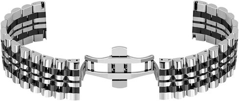 Kai Tian 6 Colors for Flexible Watch Strap Polished 7 Rows 20mm 22mm Stainless Steel Watch Band Quick Release Metal Watch Bracelet Deployment Clasp(Black,Silver,Blue,Gold,Rose Gold,Two Tone IP Black) in Saudi Arabia