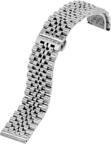 Kai Tian 6 Colors for Flexible Watch Strap Polished 7 Rows 20mm 22mm Stainless Steel Watch Band Quick Release Metal Watch Bracelet Deployment Clasp(Black,Silver,Blue,Gold,Rose Gold,Two Tone IP Black) in Saudi Arabia