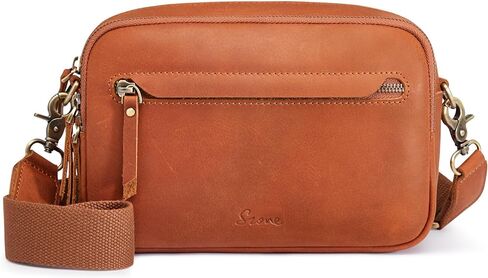 S-ZONE Genuine Leather RFID Blocking Crossbody Bags for Women Cell Phone Purse Women’s Shoulder Handbags Wide Strap Card Slot in Kuwait