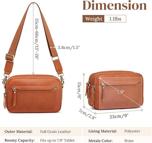 S-ZONE Genuine Leather RFID Blocking Crossbody Bags for Women Cell Phone Purse Women’s Shoulder Handbags Wide Strap Card Slot in Kuwait