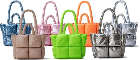 Large Puffer Tote Bag, Trendy Quilted Cotton Padded Handbags for women, Soft Shoulder Bag Nylon Down Pillow Shopper Bag in Saudi Arabia