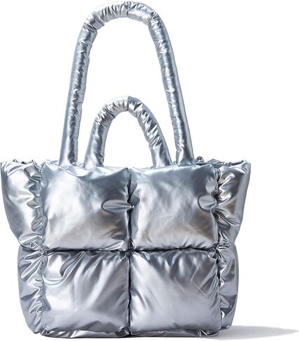 Large Puffer Tote Bag, Trendy Quilted Cotton Padded Handbags for women, Soft Shoulder Bag Nylon Down Pillow Shopper Bag in Saudi Arabia