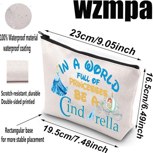 WZMPA Princess Cosmetic Makeup Bag Fairy Tale Fan Gift In A World Full Of Princesses Be Zipper Pouch Bag For Women Girls (Be Cinde) in Kuwait