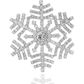 XGALBLA Fashion Clear Austrian Crystal Winter Snowflake Brooch Pins for Women Christmas Costume Jewelry