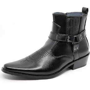 Metrocharm Diego-02 Men's Belt Strap Studded Western Cowboy Boots