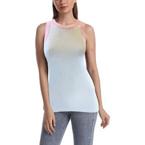 SUMONA Women Tank Tops Round Neck Sleeveless Basic Ribbed Summer Cami Top Casual Shirts