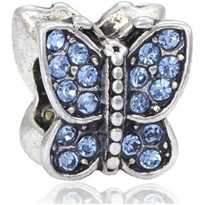 LaBenie Blue Crystal Butterfly Charm Bead