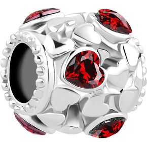 Love Heart Charm Synthetic Birthstone Bead for Bracelet