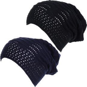 BYOS Women's Airy Cool Lightweight Cutout Long Slouchy Crochet Knit Beanie Hat