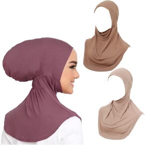 Muslim Full Neck Cover Under Scarf Inner Hijab Cap for Women Bonnet Islamic Elastic Cotton Headscarf Turban Hat