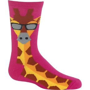HOTSOX Kids Giraffe Socks 1 Pair, Bright Pink