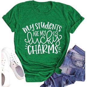 Womens St Patrick's Day T-Shirt Teacher Shirt My Students are My Lucky Charms Tee St Pattys Day Tops