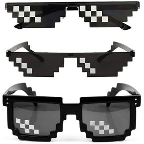 Thug Life Glasses Sunglasses MLG Shades Eyewear 8 Bit Pixel Unisex Meme Cool Mosaic Glasses Party Glasses