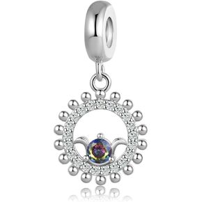 12 Zodiac Sign Birthday Dangle Charm for Pandora Bracelet Cubic Zirconia Constellation Bead Gift