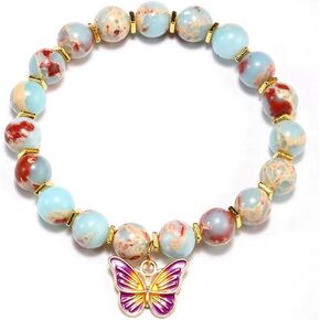 Zenkeeper Gemstone Bracelets for Gifts, 8mm Healing Crystal bracelets Stretch Beaded Bracelet, Stress Relief Semi-precious Healing Crystal bracelets with Gift Card