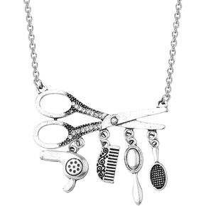 Hairdresser Necklace Cosmetology Graduation Gift Barber Shop Sign Brooch Hairstylist Jewelry