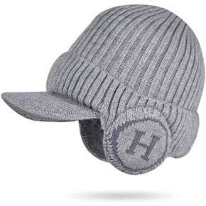 Wafatliotn Men's Winter Baseball Hat with Earflap Fleece Lined Beanie Hat for Outdoor Sports