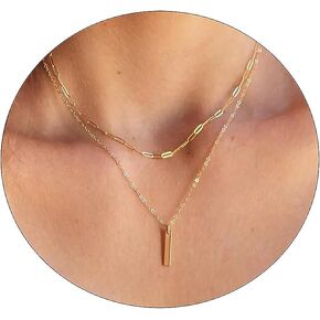 Pancert Layered Necklaces for Women,Dainty Gold Necklace Layering Necklaces 14k Gold Plated Paperclip Chain Choker Necklace Gold Chain Necklace Women Girls Gold Jewelry Gifts