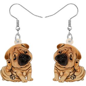 DALANE Acrylic Cute Anime Shar Pei Dog Earrings Dangle Drop Puppy Pets Jewelry for Women Girls Kids Dog Lovers Charms Funny Gifts Party Favors