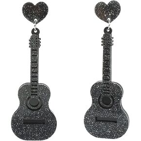 Guitar Earrings Women Acrylic Classical Guitar Earrings Pink Heart Punk Renaissance Dangle Earrings Music Guitar Dangle Earrings Love Music Gifts for Girls