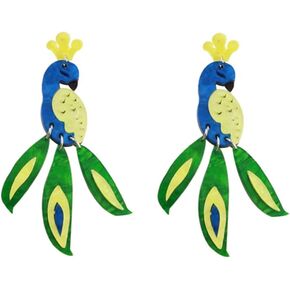 Acrylic Peacock Bird Dangle Earrings for Women Girls Hypoallergenic Resin Blue Green Feather Animal Lightweight Charms Drop Dangling Stud Earring Cute Birthday Holiday Vacation Tropical Jewelry Gifts