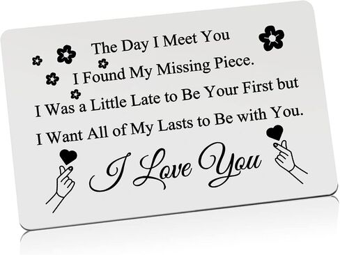 Valentine's Day Card Anniversary Card Gifts for Boyfriend Husband Gifts from Girlfriend Wife Metal Wallet Insert Card for Women Men to My Man Gift I Love You Gifts for Hubby Christmas Birthday Gift in Saudi Arabia