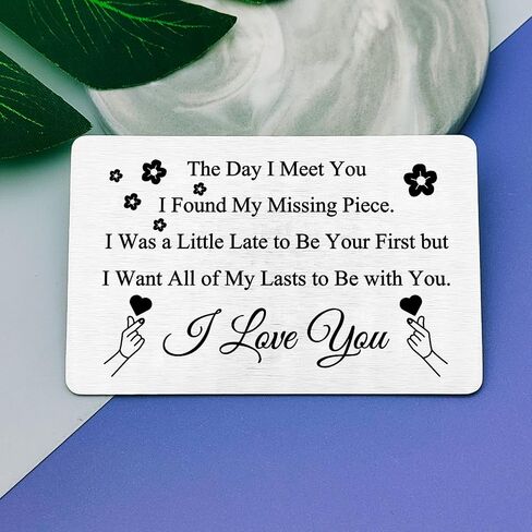 Valentine's Day Card Anniversary Card Gifts for Boyfriend Husband Gifts from Girlfriend Wife Metal Wallet Insert Card for Women Men to My Man Gift I Love You Gifts for Hubby Christmas Birthday Gift in Saudi Arabia
