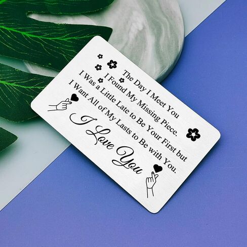 Valentine's Day Card Anniversary Card Gifts for Boyfriend Husband Gifts from Girlfriend Wife Metal Wallet Insert Card for Women Men to My Man Gift I Love You Gifts for Hubby Christmas Birthday Gift in Saudi Arabia