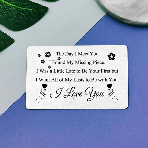 Valentine's Day Card Anniversary Card Gifts for Boyfriend Husband Gifts from Girlfriend Wife Metal Wallet Insert Card for Women Men to My Man Gift I Love You Gifts for Hubby Christmas Birthday Gift in Saudi Arabia